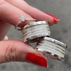 Par de aliança 12mm em prata