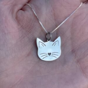 Pingente em prata rosto gato