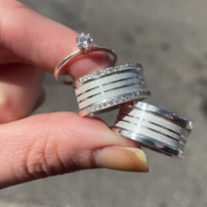Par de aliança 12mm em prata