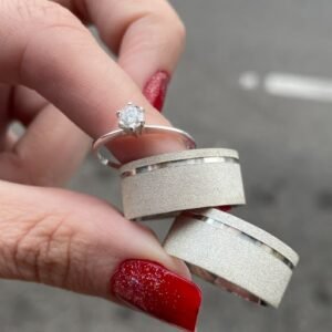 Par de aliança 12mm em prata