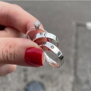 Par de aliança 4mm em prata