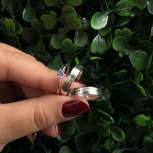 Par de aliança 4mm em prata