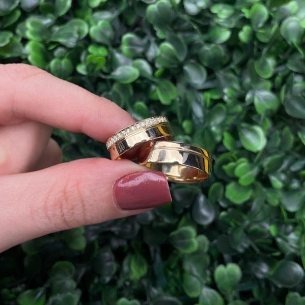 Par de aliança em ouro 6mm