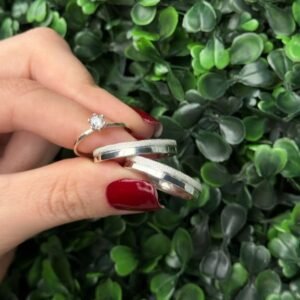 Par de aliança 4mm em prata