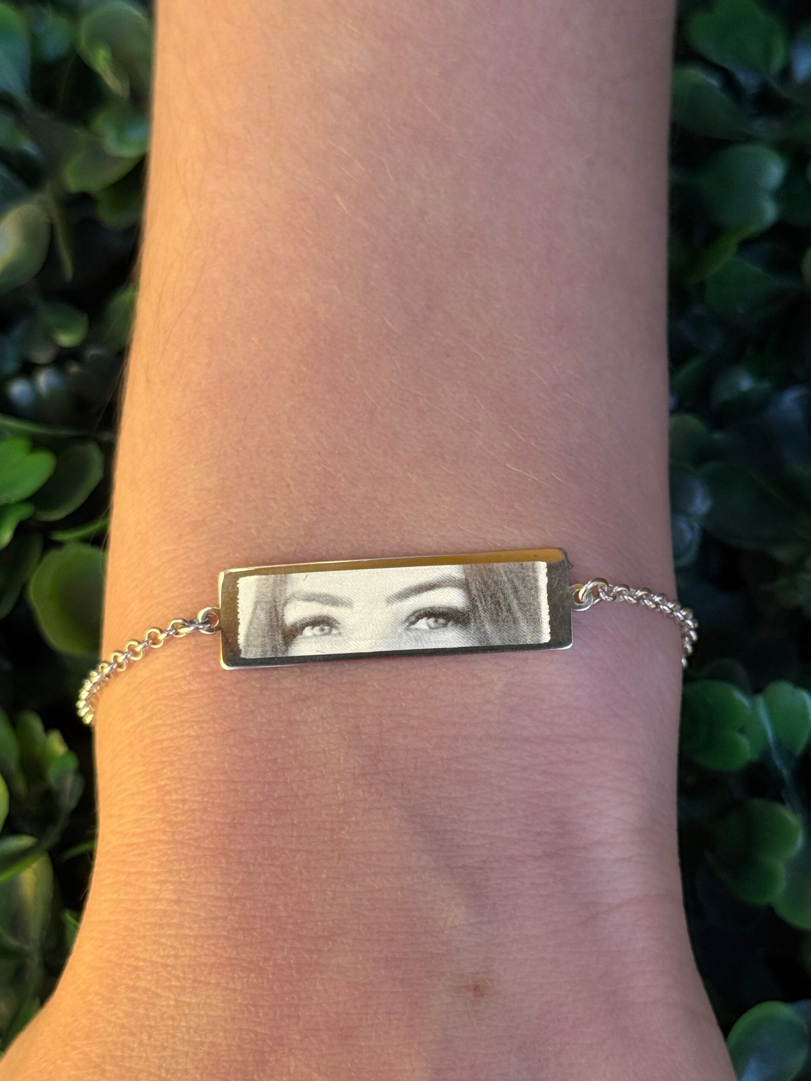 Pulseira prata foto gravação
