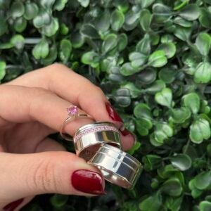 Par de aliança 12mm em prata